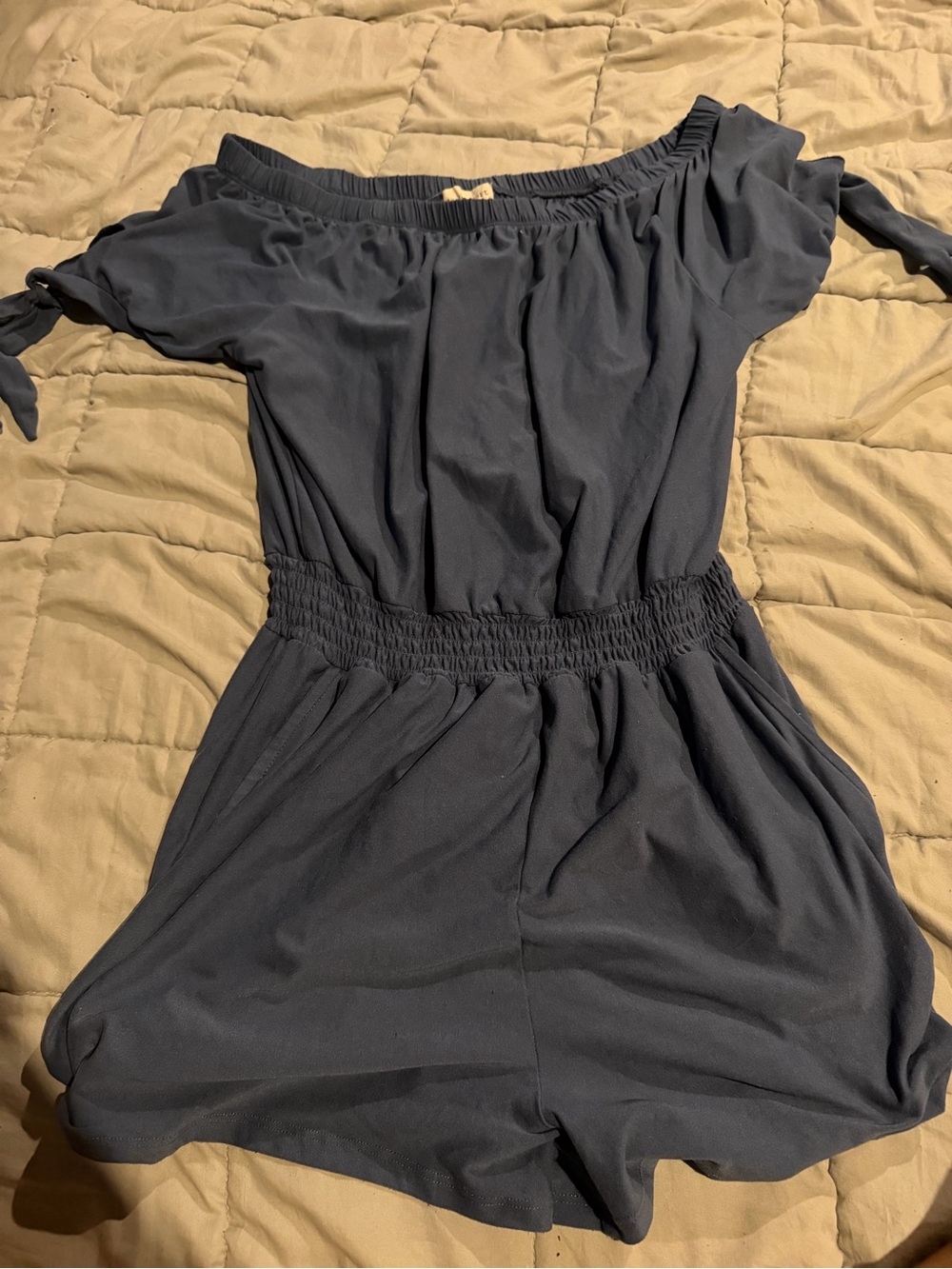 Derek Heart Navy Off-Shoulder Romper